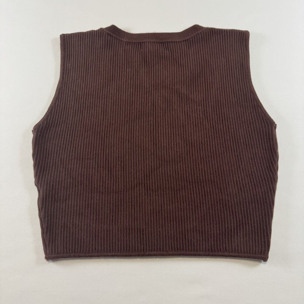 House Of Harlow 1960 Brown Ribbed Cropped Tank Top Size Large - Picture 5 of 10